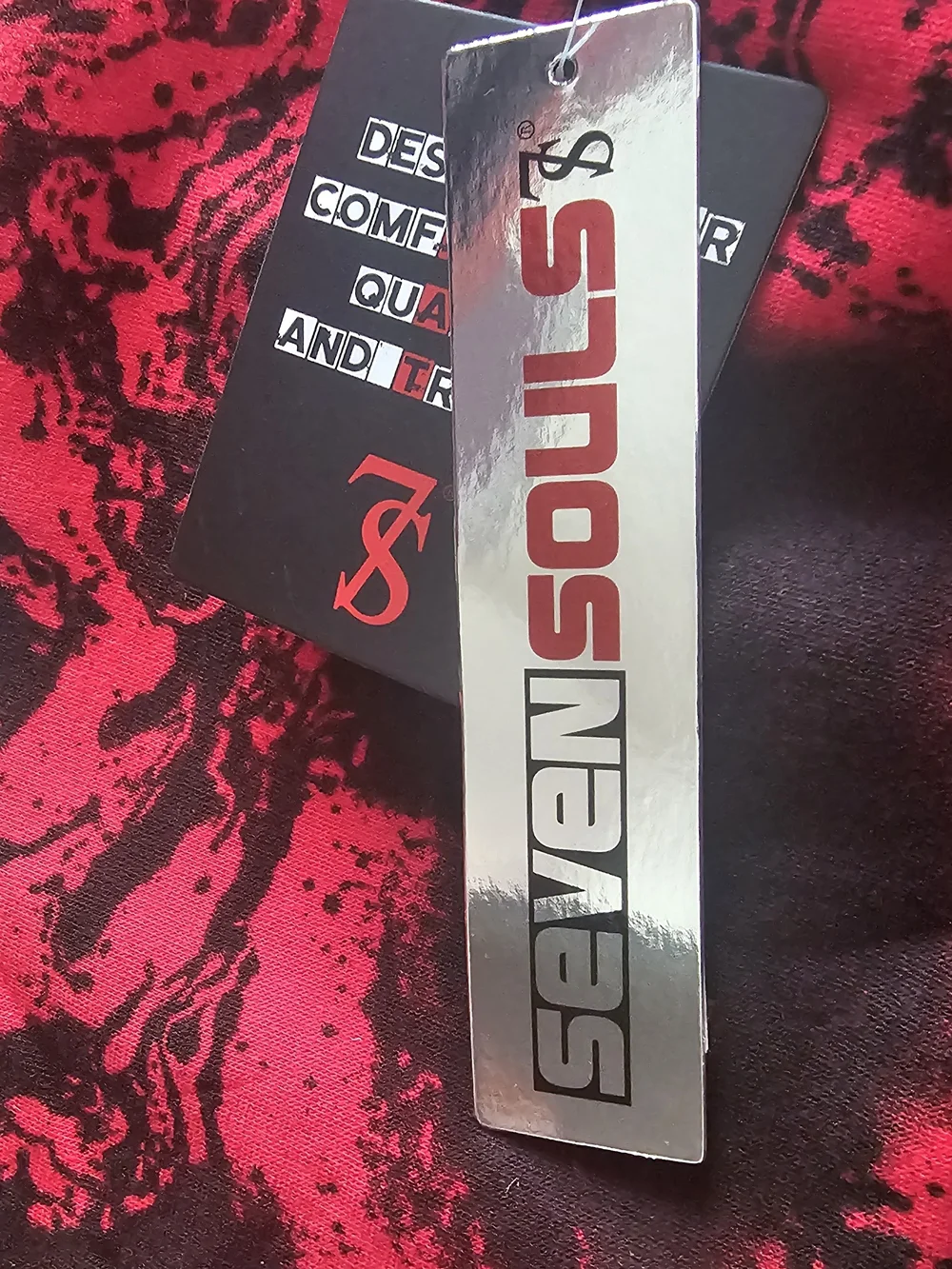 Seven Souls Savage Red and Black Marble Print Hoodie - Picture 3 of 5